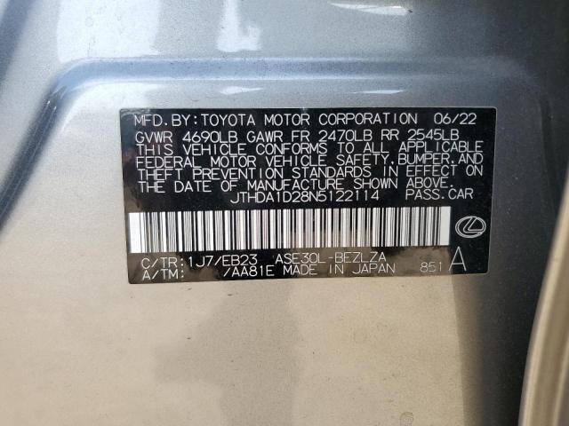 JTHDA1D28N5122114 Lexus 8ar-fts