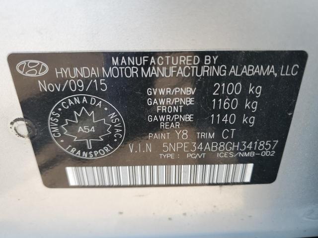 5NPE34AB8GH341857 Hyundai dohc t-gdi theta-ii