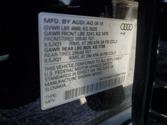 WA1VAAF77JD051304 Audi 2018