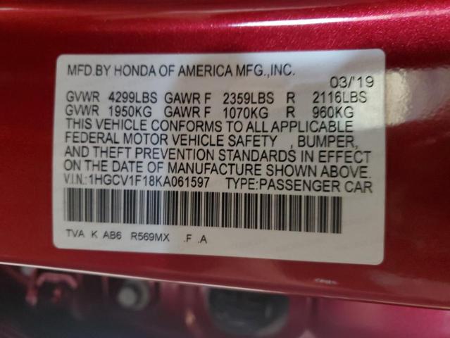 1HGCV1F18KA061597 Honda l15be