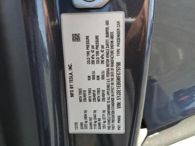 5YJ3E1EB6MF879798 Tesla 2021