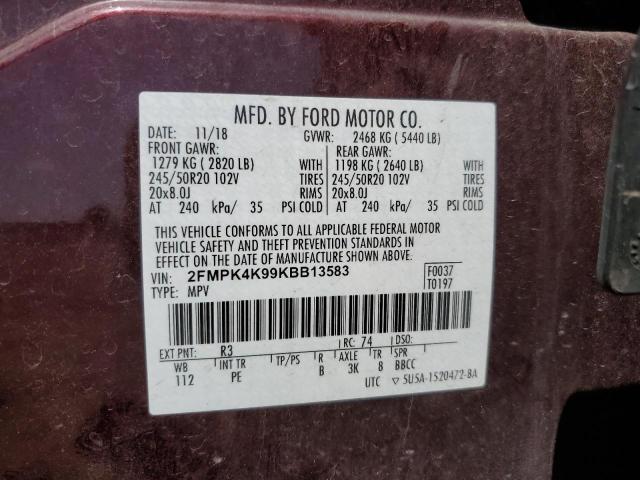 2FMPK4K99KBB13583 Ford 2.0l gtdi w/premium fuel