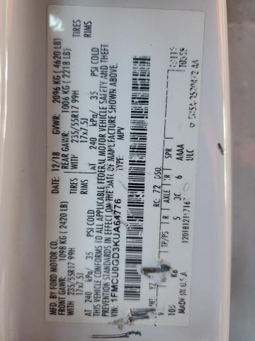 1FMCU0GD3KUA64776 Ford 1.5l gtdi sigma w/premium fuel