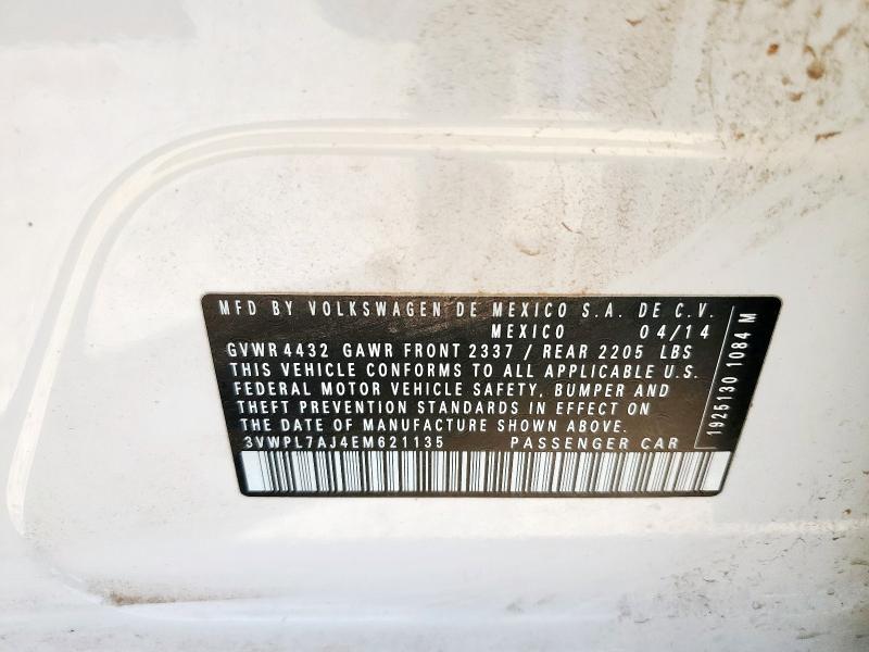 3VWPL7AJ4EM621135 Volkswagen 2014