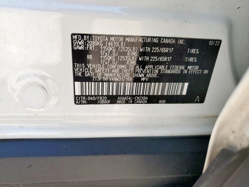 2T3F1RFV4NW317166 Toyota RAV4 LE