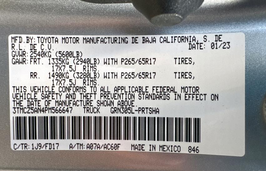 3TMCZ5AN4PM566647 Toyota TACOMA DOU