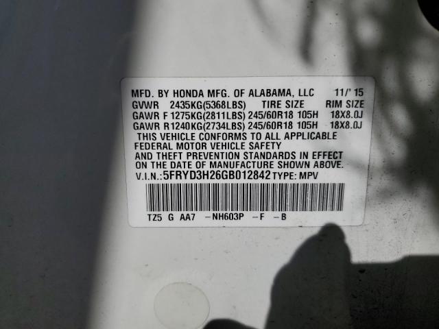5FRYD3H26GB012842 Acura j35y5