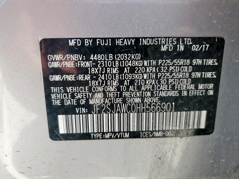 JF2SJAWC0HH566901 Subaru naturally aspirated u5