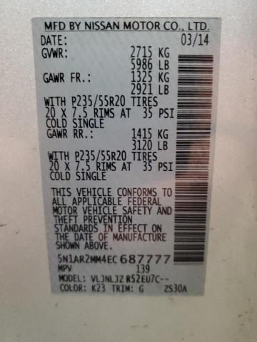 5N1AR2MM4EC687777 Nissan Pathfinder