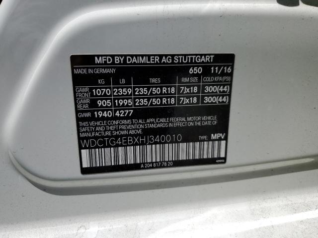 WDCTG4EBXHJ340010 Mercedes-Benz m270