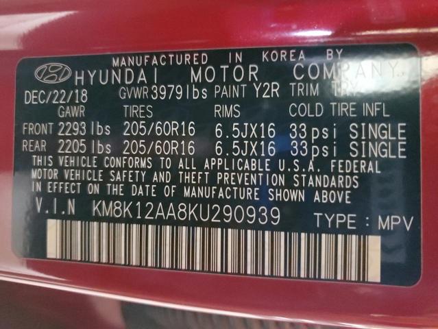 KM8K12AA8KU290939 Hyundai mpi nu