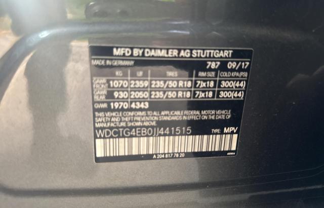 WDCTG4EB0JJ441515 Mercedes-Benz m270