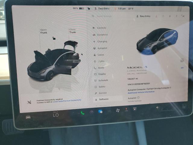 5YJ3E1EB3NF192201 Tesla MODEL 3