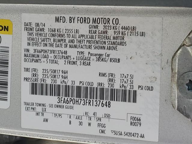 3FA6P0H73FR137648 Ford 2015