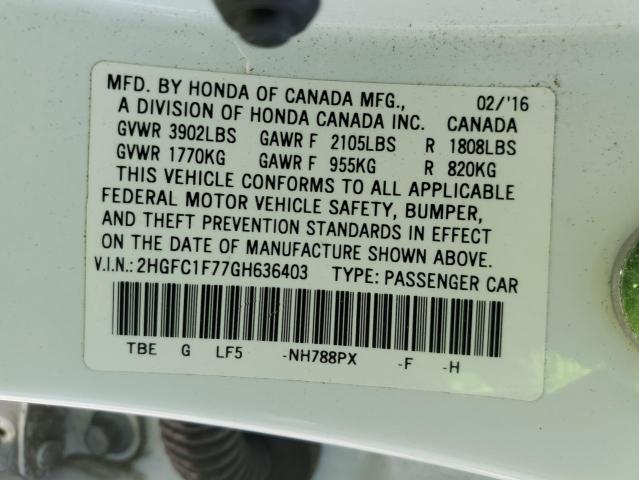 2HGFC1F77GH636403 Honda l15b7