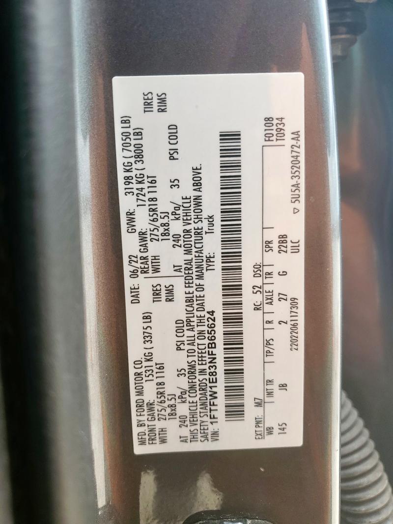 1FTFW1E83NFB65624 Ford F150 SUPER