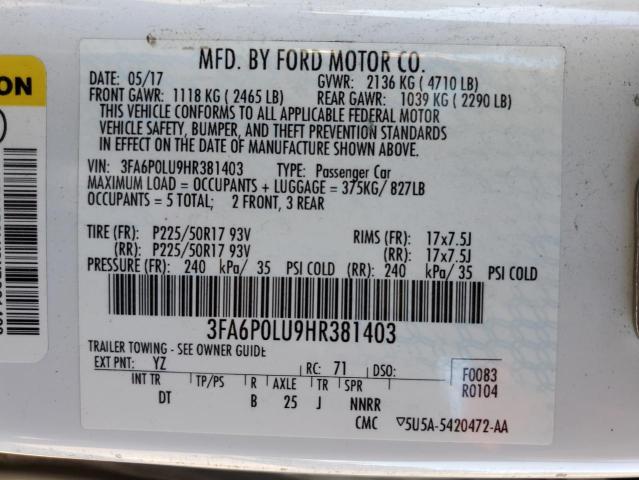 3FA6P0LU9HR381403 Ford 2.0l 4v atk hev