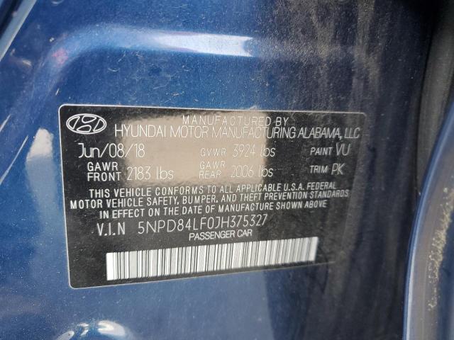 5NPD84LF0JH375327 Hyundai mpi nu