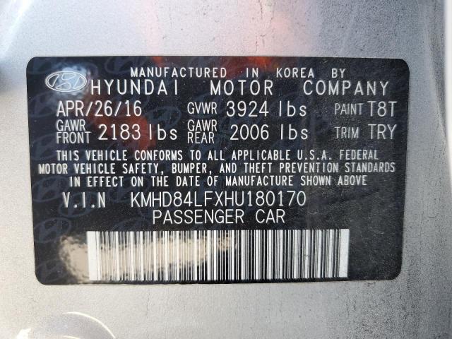 KMHD84LFXHU180170 Hyundai 2017