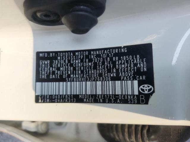 5YFBURHE3JP768306 Toyota 2zr-fe