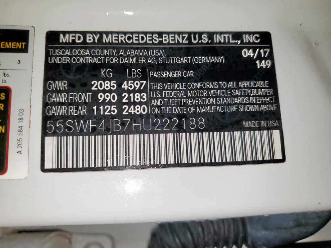 55SWF4JB7HU222188 Mercedes-Benz C 300
