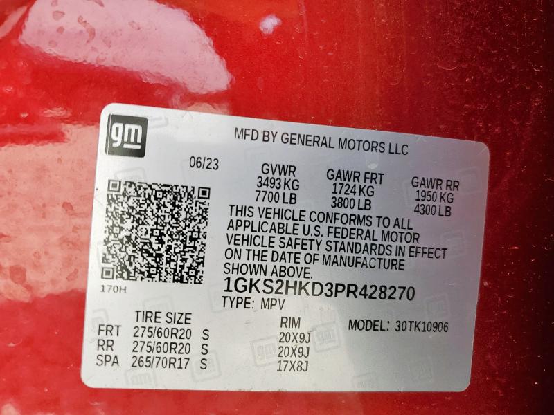 1GKS2HKD3PR428270 GMC YUKON XL K