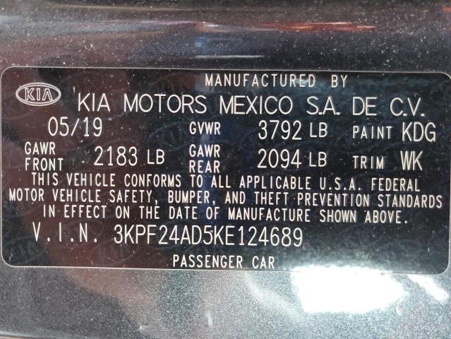3KPF24AD5KE124689 KIA FORTE FE