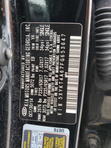 5XYKT4A67FG653647 KIA SORENTO LX