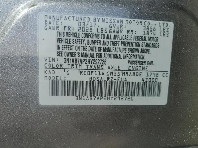 3N1AB7AP2HY292726 Nissan 2017