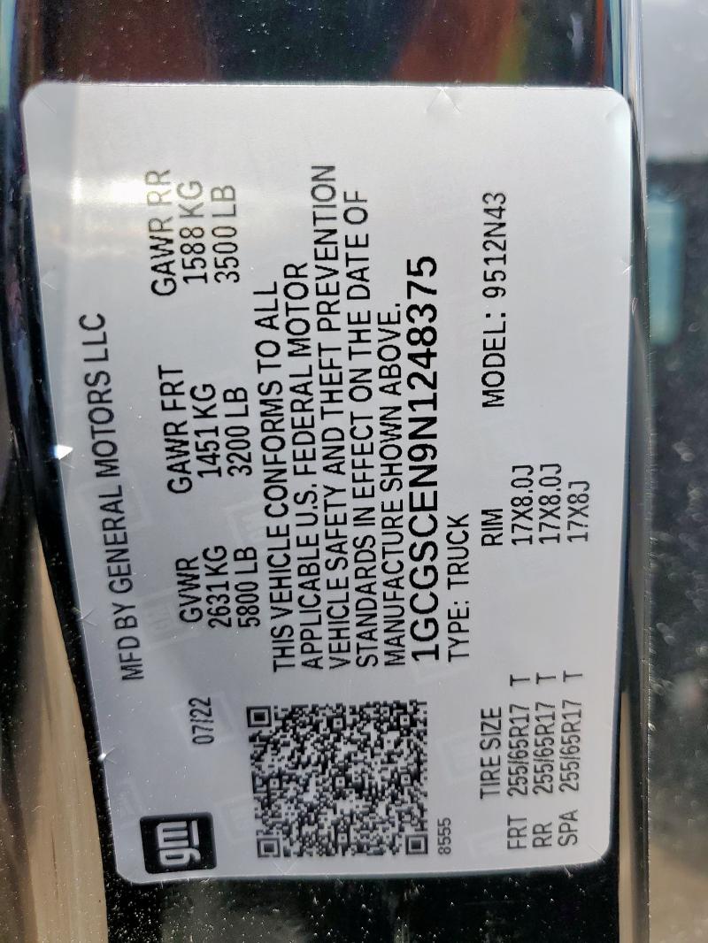 1GCGSCEN9N1248375 Chevrolet COLORADO L
