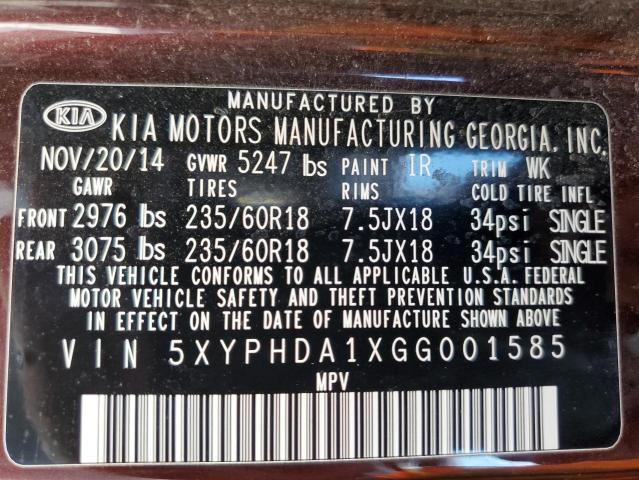 5XYPHDA1XGG001585 KIA dohc t-gdi theta ii