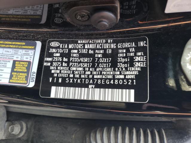 5XYKTDA78EG480521 KIA gasoline 3.3 v6 gdi lambda ii