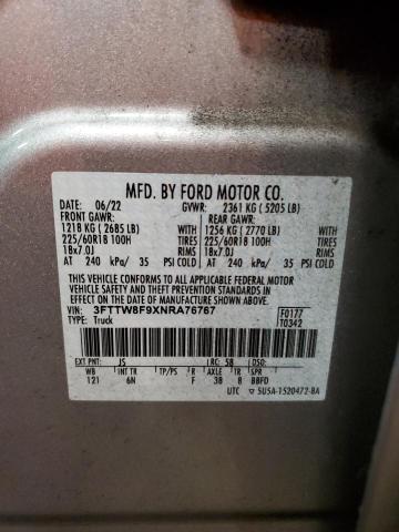 3FTTW8F9XNRA76767 Ford MAVERICK X