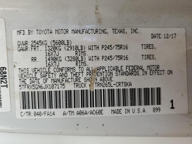 5TFRX5GN6JX107175 Toyota 2tr-fe