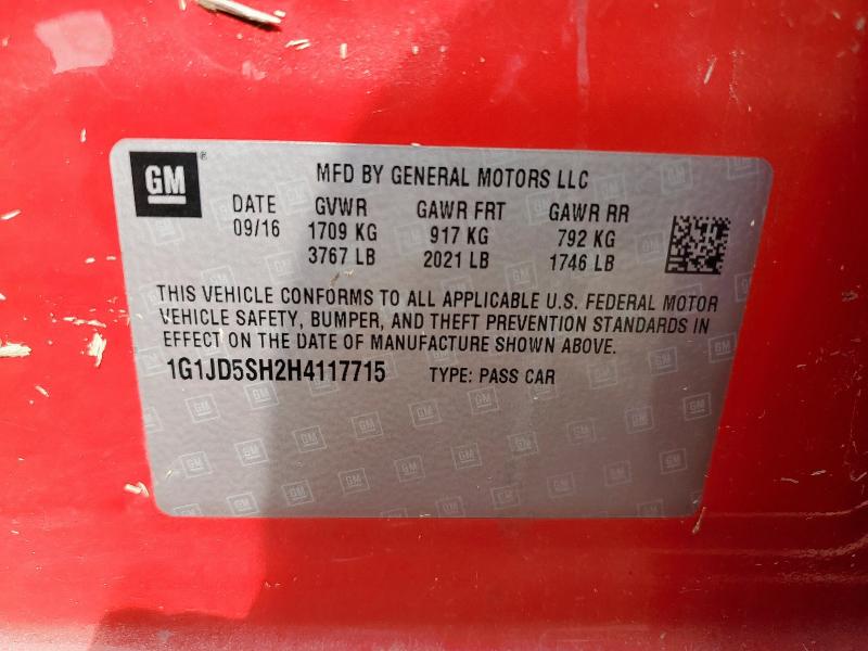 1G1JD5SH2H4117715 Chevrolet luw - mfi, e85 max