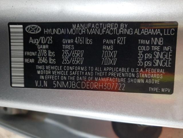 5NMJBCDE0RH307722 Hyundai gdi theta iii