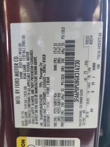 3FA6P0PU8GR316230 Ford 2016