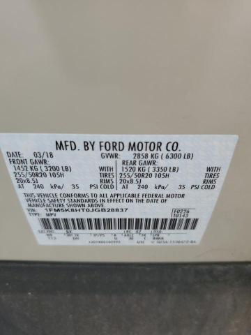 1FM5K8HT0JGB28837 Ford EXPLORER P