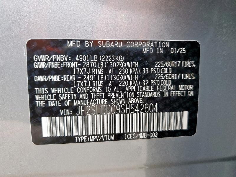 JF2SLDDC9SH542604 Subaru FORESTER P