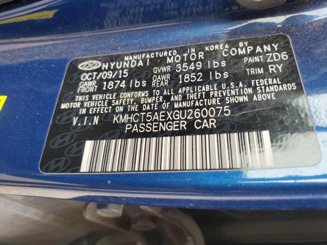 KMHCT5AEXGU260075 Hyundai ACCENT SE