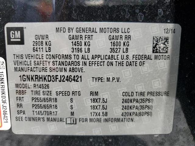 1GNKRHKD3FJ246421 Chevrolet TRAVERSE L