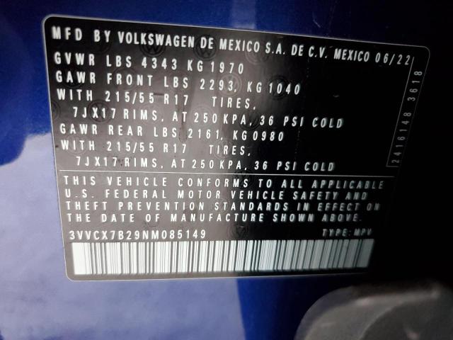 3VVCX7B29NM085149 Volkswagen tsi