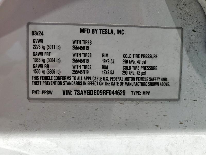 7SAYGDED9RF044629 Tesla Model Y