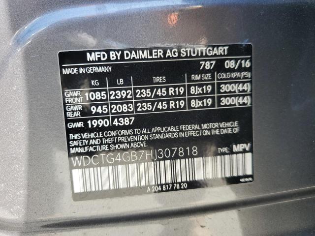 WDCTG4GB7HJ307818 Mercedes-Benz GLA 250 4M