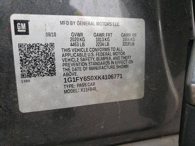 1G1FY6S0XK4106771 Chevrolet 2019