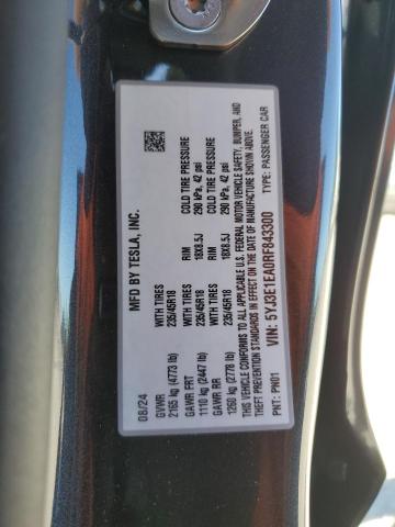 5YJ3E1EA0RF843300 Tesla MODEL 3