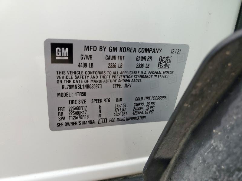 KL79MNSL1NB085973 Chevrolet TRAILBLAZE