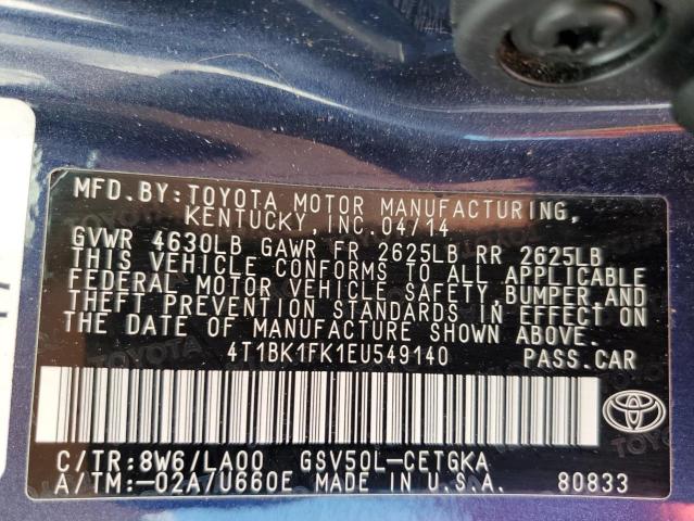 4T1BK1FK1EU549140 Toyota 2gr-fe