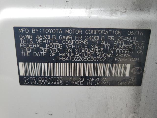 JTHBA1D22G5030782 Lexus 8ar-fts