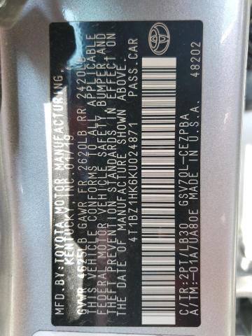 4T1BZ1HK6KU024871 Toyota CAMRY XSE